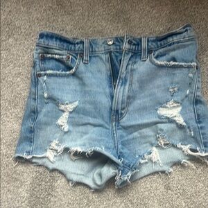 Distressed High Rise Mom Short